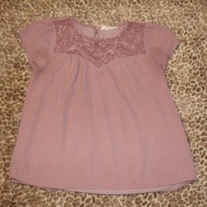 PINK POLKA DOT AND LACE TOP